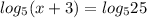 log_{5} (x+3)=log_{5}25