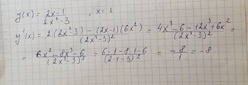 Найти производную y(x)=2x-1/2x^3-3 x=1