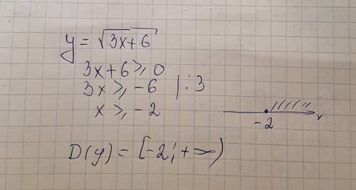 Определить d(f) формулы у=корень из 3х+6