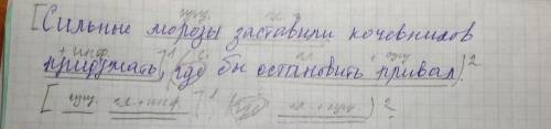 Сделать синтаксический разбор и составить схему: сильные морозы заставили кочевников придумать, где