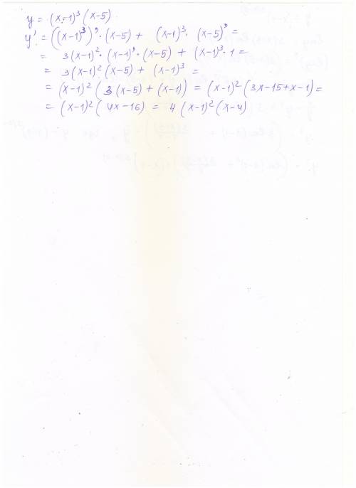 Please help me! find dy/dx if y=f(x)=(x-1)^3(x-5)