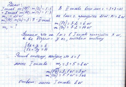 Если к сплаву платины и меди, где массовое соотношение металлов равно 3: 5, добавить сплав с массовы