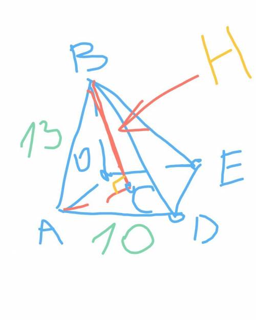 Вправильной четырёхугольной пирамиде сторона основания равна 10 см,а боковое ребро равно 13 см.найти