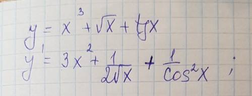 Найдите производную функции y. y= x³+√x+tgx