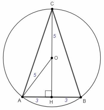 Уравнобедренного треугольника основа равна 6 см а радиус описанного вокруг этого треугольника равен