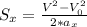 S_{x} = \frac{V^{2} - V_{0} ^{2}} {2*a_{x} }