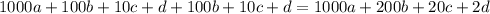 1000a+100b+10c+d+100b+10c+d=1000a+200b+20c+2d