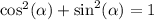 \cos^{2} ( \alpha ) + \sin^{2} ( \alpha ) = 1