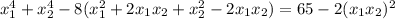 x_1^4+x_2^4 - 8(x_1^2+2x_1x_2+x_2^2-2x_1x_2)=65-2(x_1x_2)^2