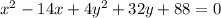 x^2-14x+4y^2+32y+88=0