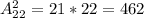 A_{22}^2 = 21*22=462