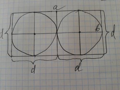 Найдите площадь двух кругов, вписаных в прямоугольник, если периметр прямоугольника 4,8дм.
