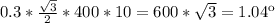 0.3*\frac{\sqrt{3}}{2} *400*10=600*\sqrt{3}=1.04 кН