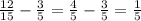 \frac{12}{15} - \frac{3}{5} = \frac{4}{5} - \frac{3}{5} = \frac{1}{5}