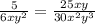 \frac{5}{6x {y}^{2} } = \frac{25xy}{30 {x}^{2} {y}^{3} }