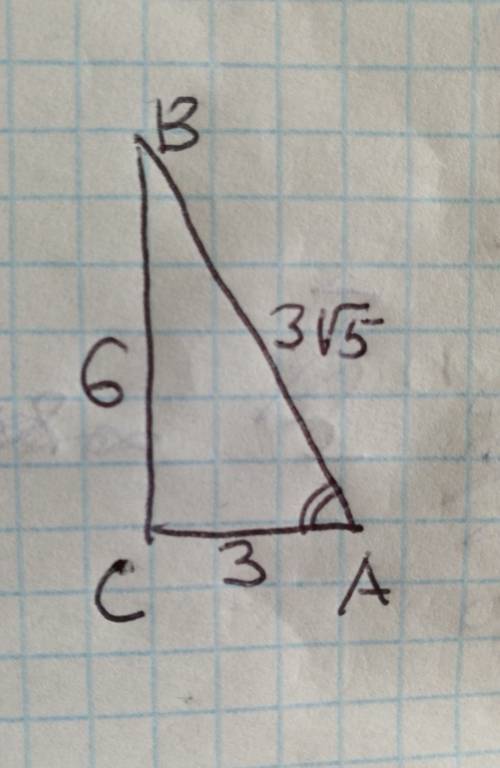 Впрямоугольном δавс : ∠c - прямой, ab ³√⁵ , ac=3, bc=6. найти sina,cosa,tga.