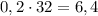 0,2\cdot 32=6,4