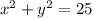 {x}^{2} + {y}^{2} = 25