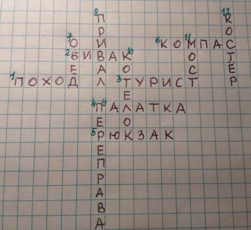 Умоляю составить кроссворд на тему ( туристический поход ) на 12 слов