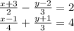 \frac{x + 3}{2} - \frac{y - 2}{3} = 2 \\ \frac{x - 1}{4} + \frac{y + 1}{3} = 4 \\