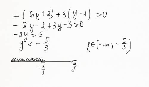 Решите линейные неравенства -(6y+2)+3(y-1) больше 0