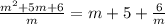 \frac{m^2+5m+6}{m}=m + 5 + \frac{6}{m}