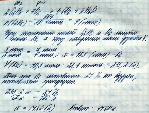 Розрахувати об'єм повітря необхідного для повного спалювання а) 40 л. бутану б) 1.6 кг метану в) 30