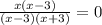 \frac{ {x}(x- 3) }{ ({x}- 3)(x + 3) } = 0