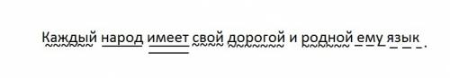 Разберите предложение по частям каждый народ имеет свой дорогой и родной ему язык