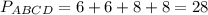 P_{ABCD} =6+6+8+8=28