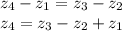 z_4 - z_1 = z_3 - z_2 \\&#10;z_4 = z_3 - z_2 + z_1 \\