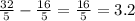 \frac{32}{5}-\frac{16}{5}=\frac{16}{5} =3.2