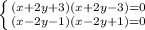 \left \{ {(x+2y+3)(x+2y-3)=0} \atop {(x-2y-1)(x-2y+1)=0}} \right.