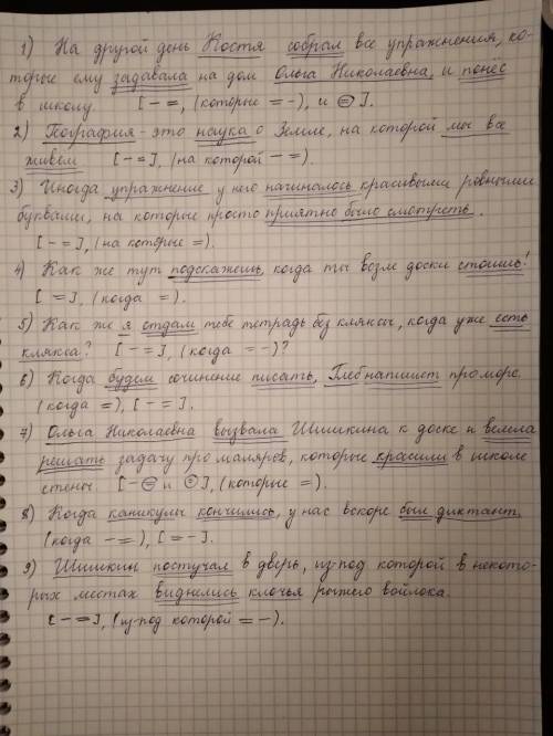 1) на другой день костя собрал все которые ему задавала на дом ольга николаевна и понёс в школу. 2)