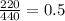 \frac{220 }{440} = 0.5А