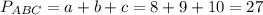 P_{ABC}=a+b+c=8+9+10=27