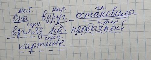 Она вдруг остановила взгляд на необычной картине. синтаксический разбор