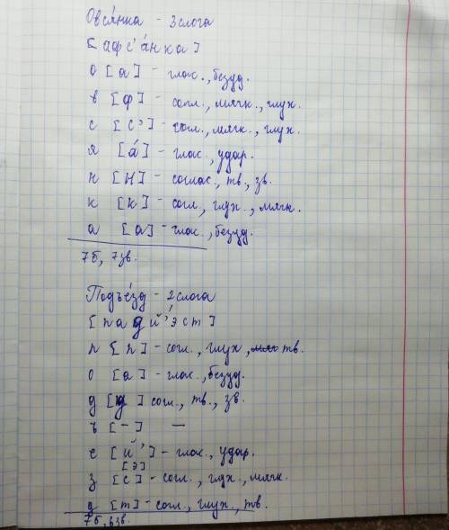 Разобрать по фанетическому разбору 1)овсянка 2)подъезд