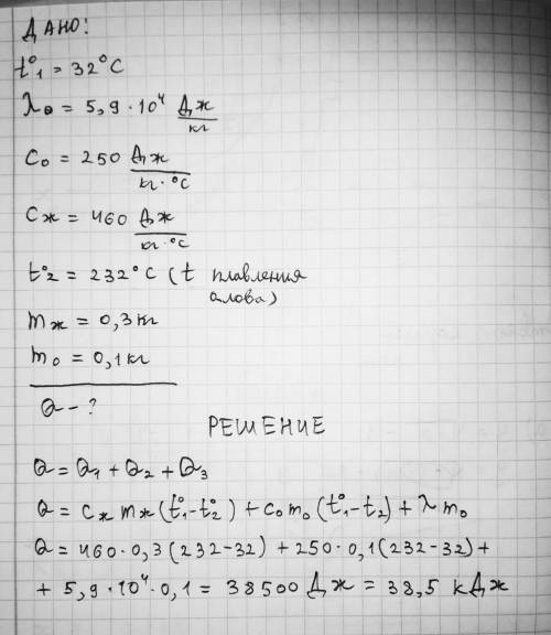 Какое количество теплоты пошло на нагревание железной коробке и плавления олова, если их начальная т