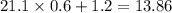 21.1 \times 0.6 + 1.2 = 13.86