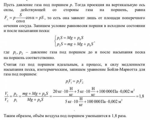 Всосуде под покоящемся поршнем,нижняя плоская поверхность которого составляет с горизонтом угол а(ал