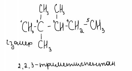 Структурна формула 2,3 диметил, 1 етилбутан, 3 ізомери