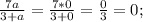 \frac{7a}{3+a} = \frac{7*0}{3+0} = \frac{0}{3} = 0;