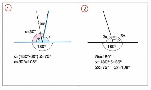 Только рисунок(чертеж) 1)найдите градусные величины двух смежных , если: а) один из них на 30 градус