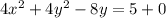 4x^2+4y^2-8y=5+0