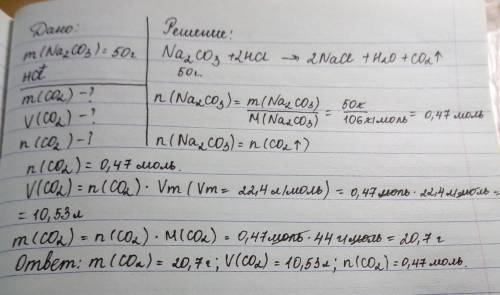 Найти массу, объём, кол-во вещества углекислого газа выделившегося углекислого газа выделившегося пр