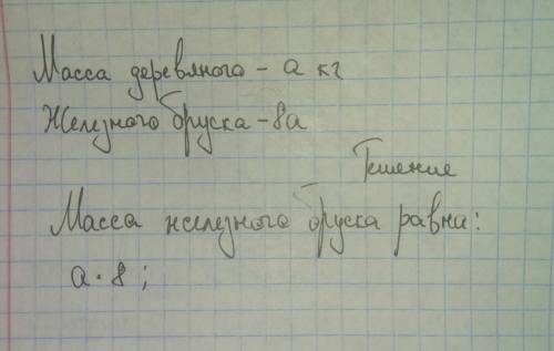 Маса дерев'яного бруска а кг, а маса такого самого за розміром залізного бруска у 8 разів більша. як