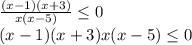 \frac{(x-1)(x+3)}{x(x-5)} \leq0\\(x-1)(x+3)x(x-5)\leq0