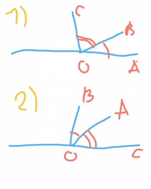 Aob=35,boc=50.aoc бұрышын табыңдар.әрбір мумкін жағдай ушін сызбасын салыңдар.