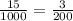 \frac{15}{1000}=\frac{3}{200}